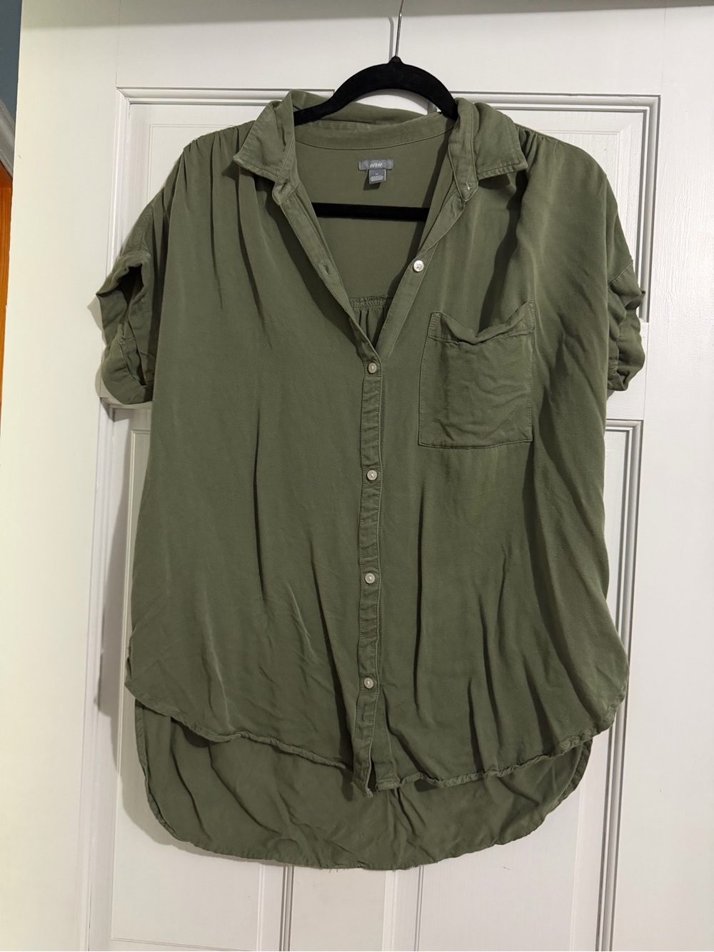 aerie Olive Green Relaxed Button-Down Shirt